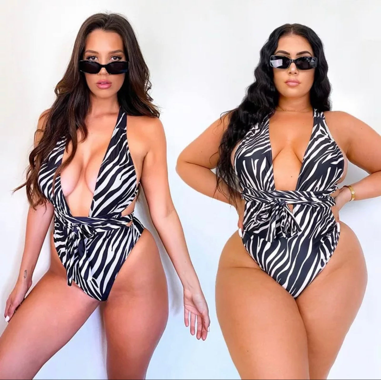 Zebra Please One-Piece Halter Swimsuit