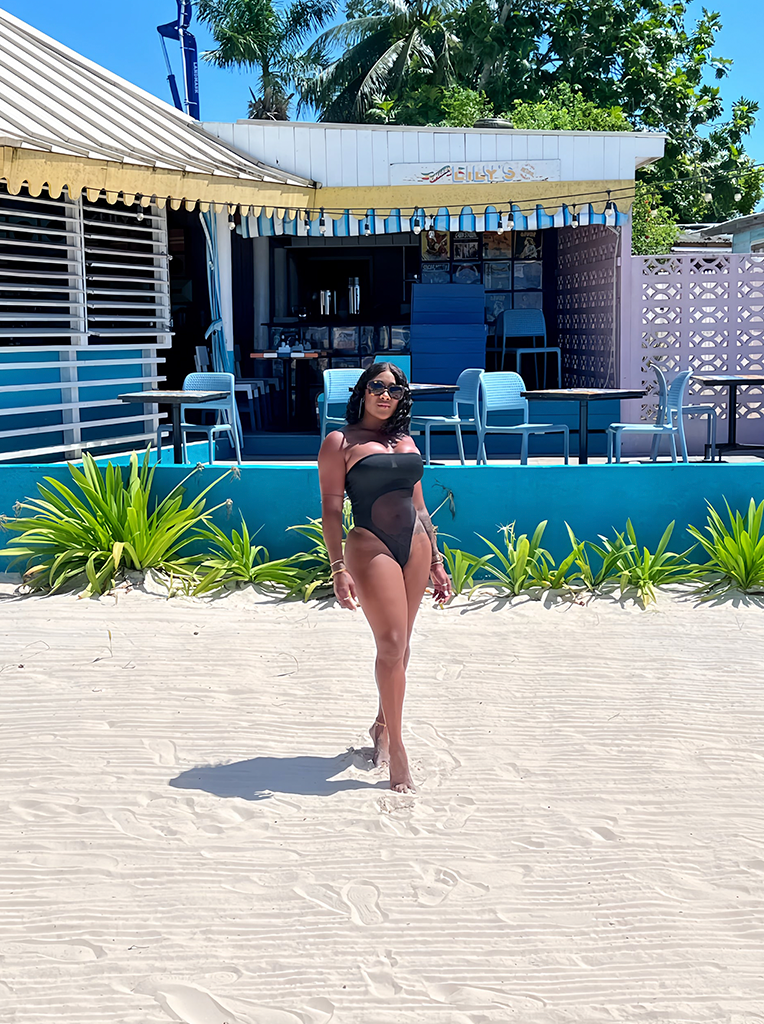 Sassy Strapless Black & Sheer Mesh Cut-out One Piece Bodysuit