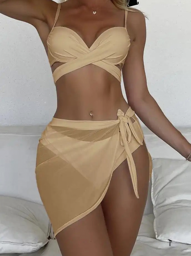 Tan Wrap 3 piece Bikini