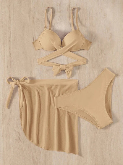 Tan Wrap 3 piece Bikini