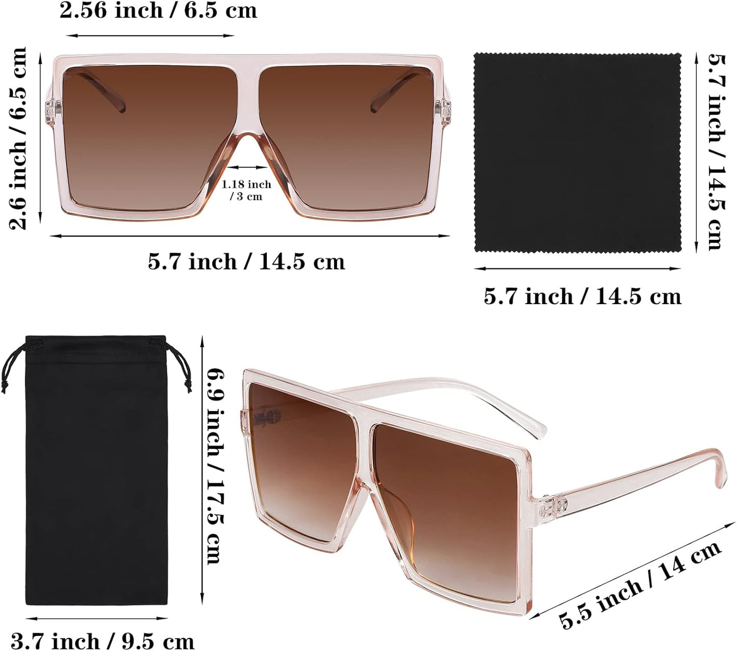 Oversized Square Sunglasses Big Women Sunglasses Retro Flat Top Fashion Shades Sunglasses