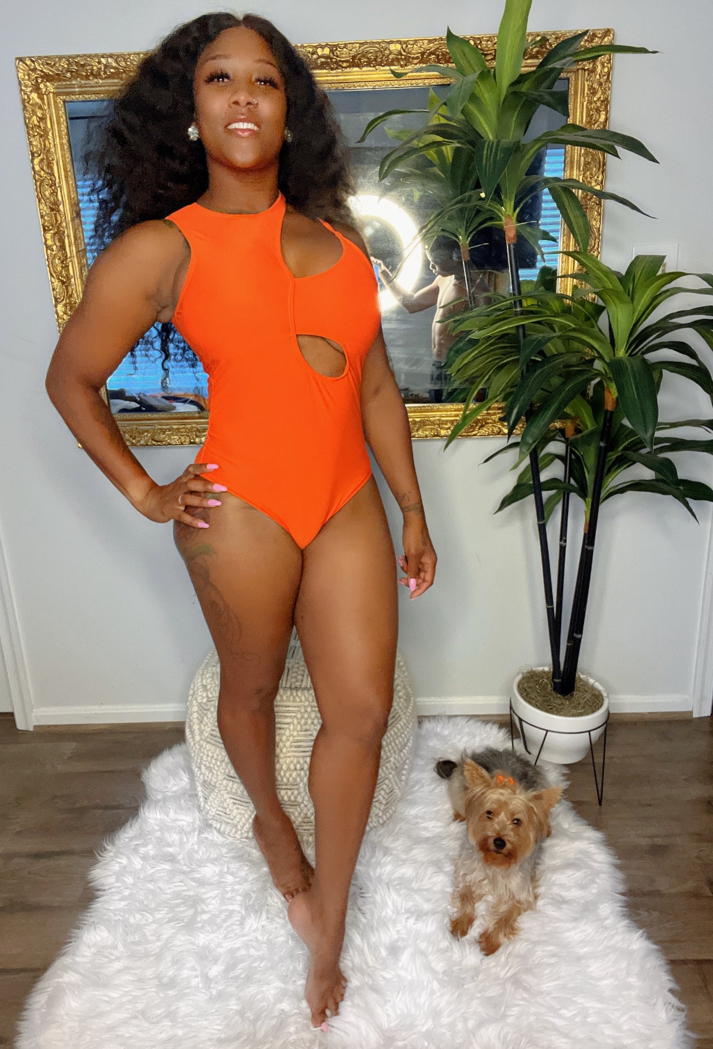 Orange You Happy Cut-out One-Piece Swimsuit