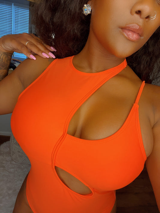 Orange You Happy Cut-out One-Piece Swimsuit