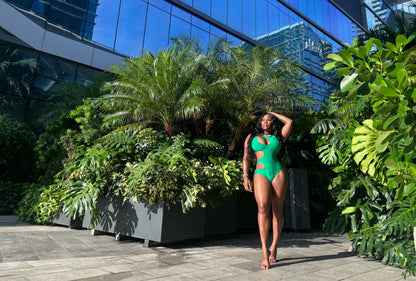 Green Pop Cut-Out One- piece Swimsuit