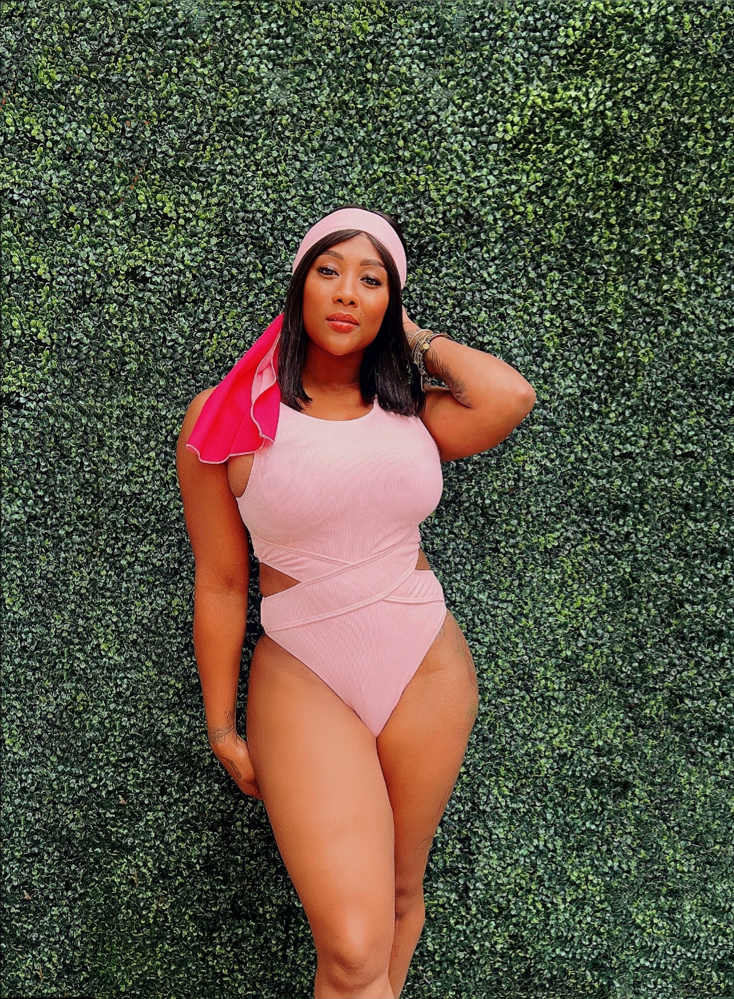 Baby Pink One Piece Cut-out Swimsuit